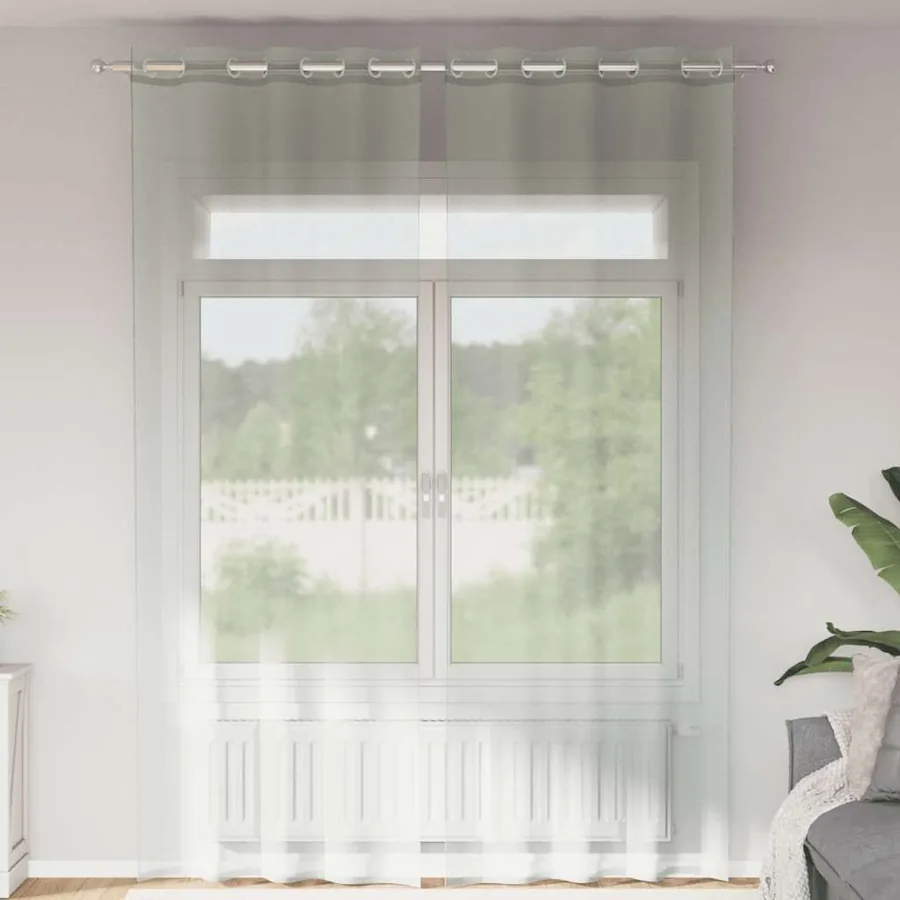 Rideaux en voile avec œillets 2 pcs gris clair 140x260 cm