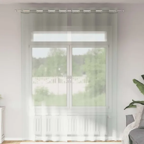 Rideaux en voile avec œillets 2 pcs gris clair 140x260 cm