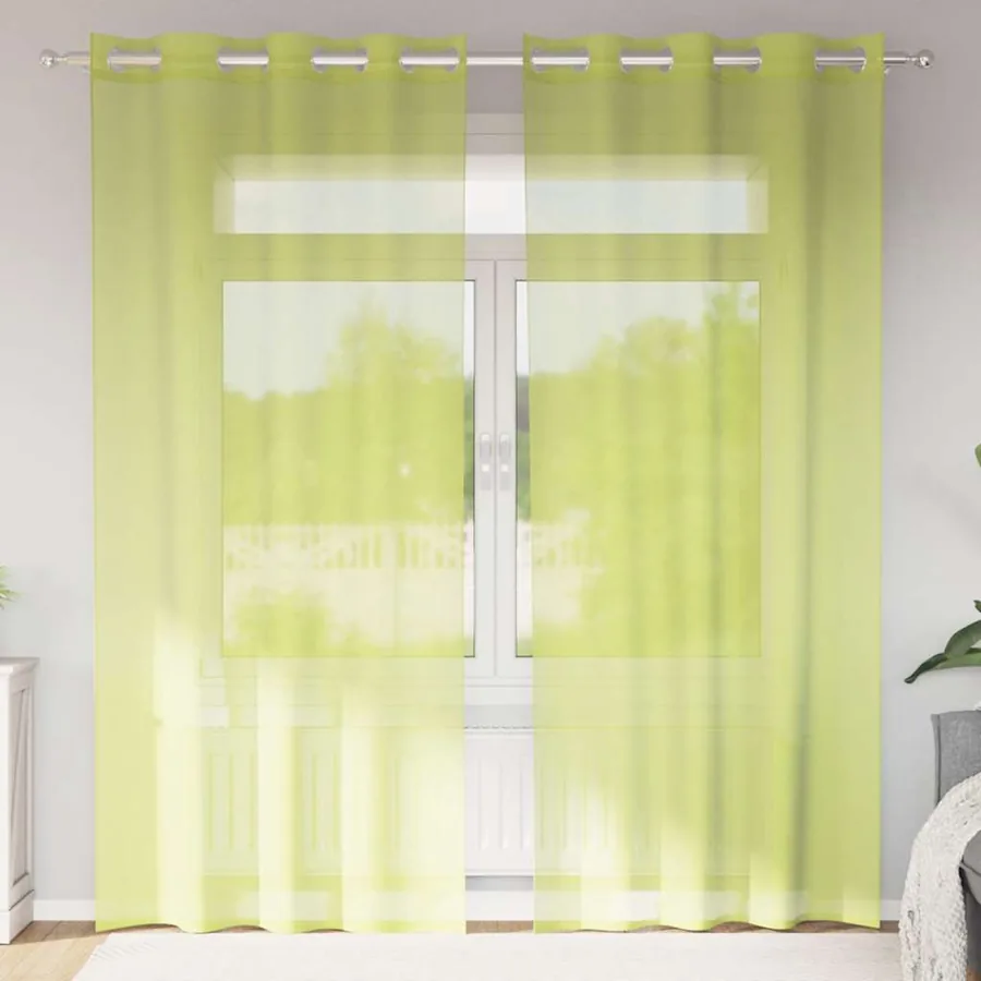 Rideaux en voile avec œillets 2 pcs vert pomme 140x245 cm