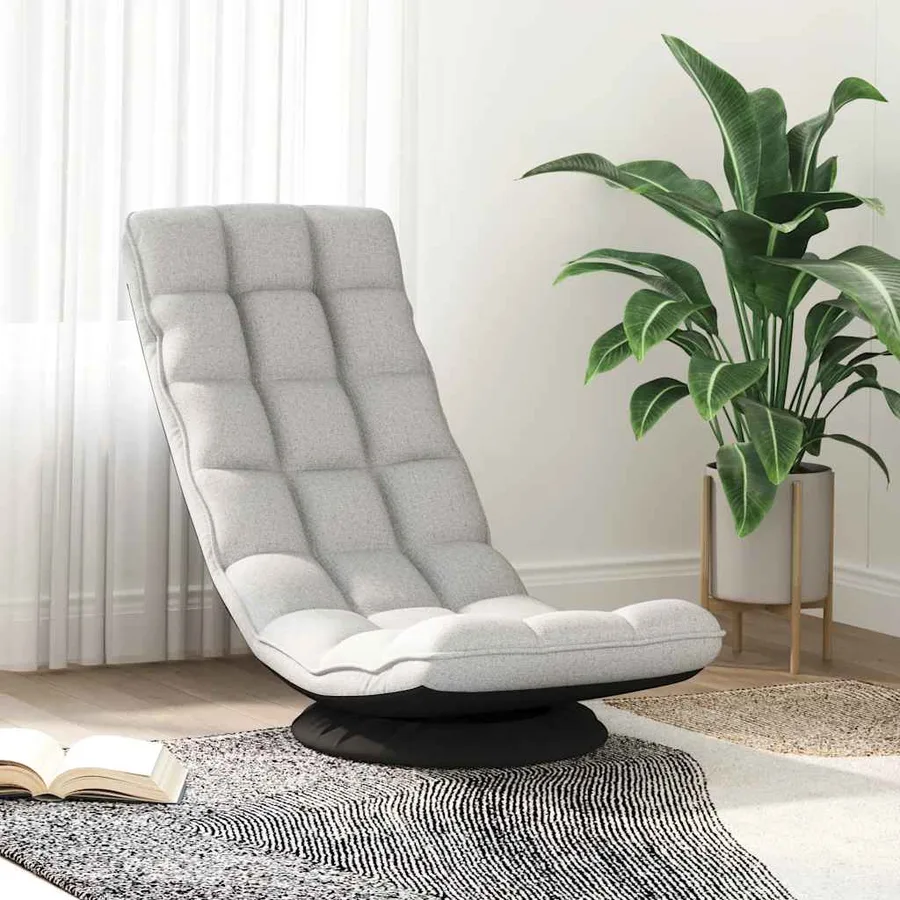 Fauteuil de sol pivotant gris nuage 70x51x79 cm tissu - 3