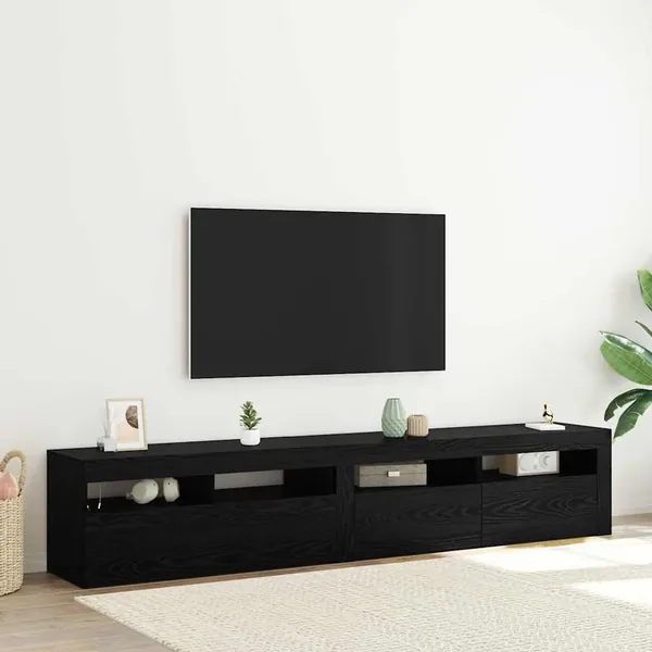 Meuble TV 2 pcs Chêne noir 210 x 35 x 40 cm Bois d'ingénierie