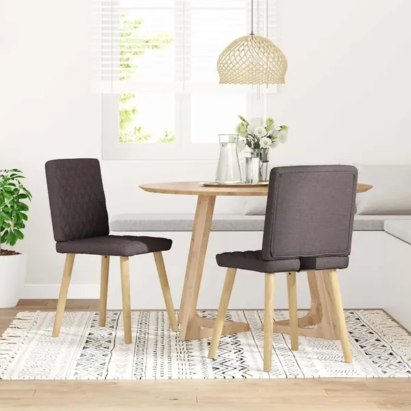 Chaises à manger lot de 2 marron foncé tissu