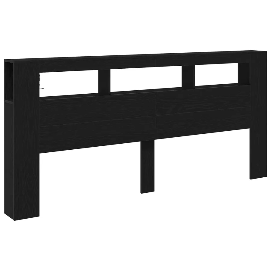 Tête de lit LED avec étagère Chêne noir 220 x 18,5 x 103,5 cm - 4