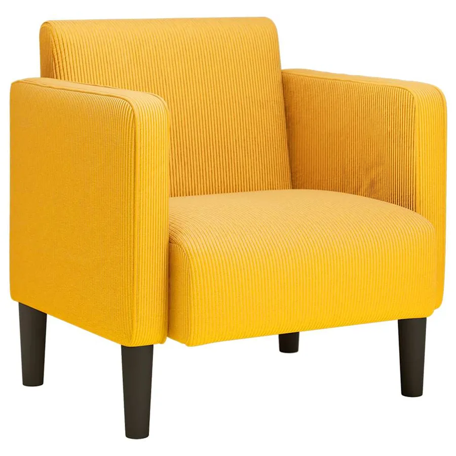 Canapé-chaise accoudoirs jaune foncé 54 cm tissu velours côtelé - 2