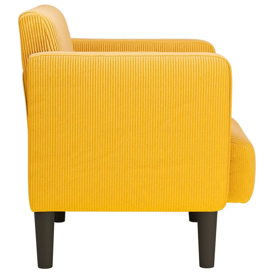 Canapé-chaise accoudoirs jaune foncé 54 cm tissu velours côtelé - 4