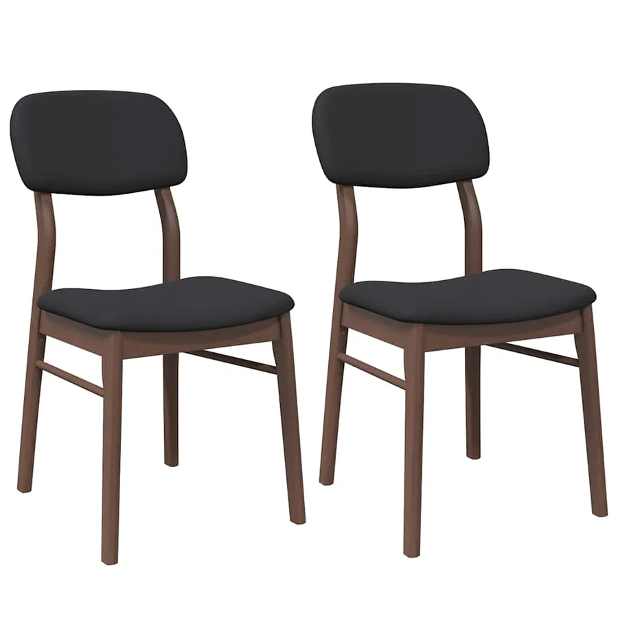 Chaises à manger coussins 2 pcs marron bois massif caoutchouc - 2