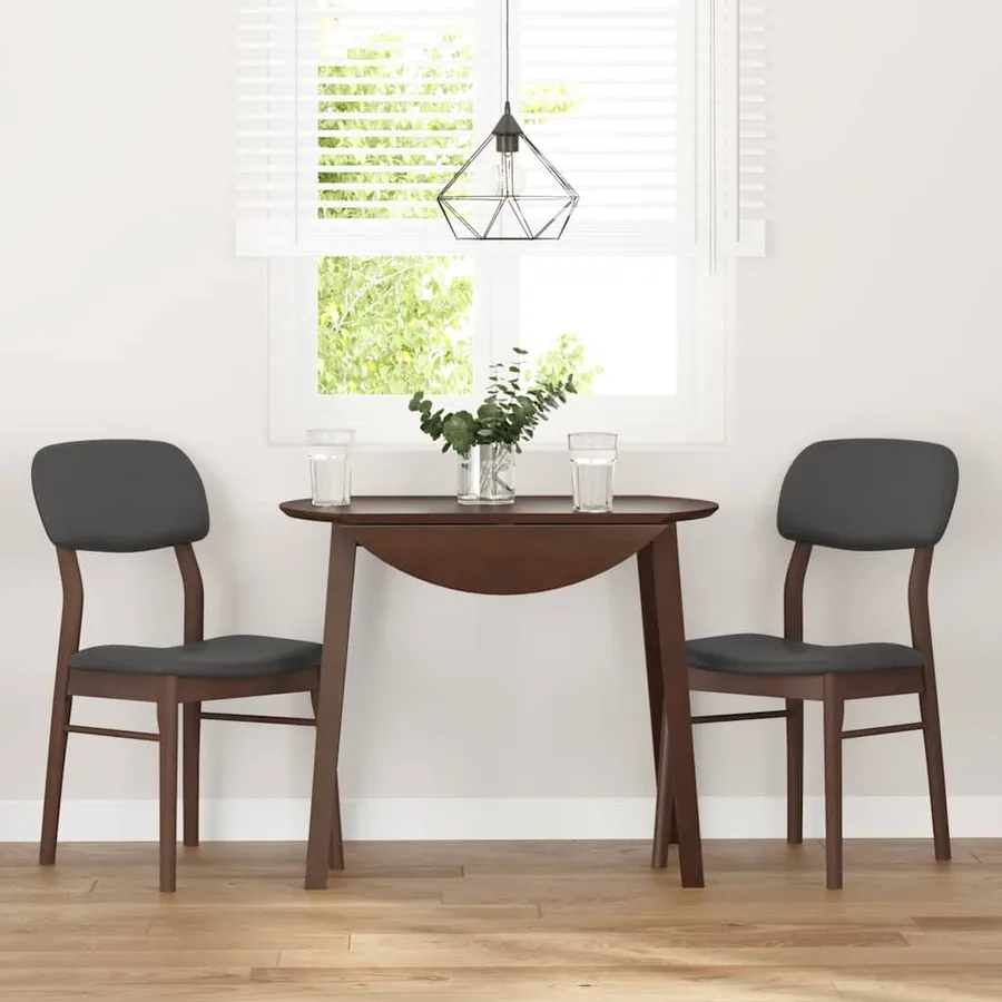 Chaises à manger coussins 2 pcs marron bois massif caoutchouc - 3