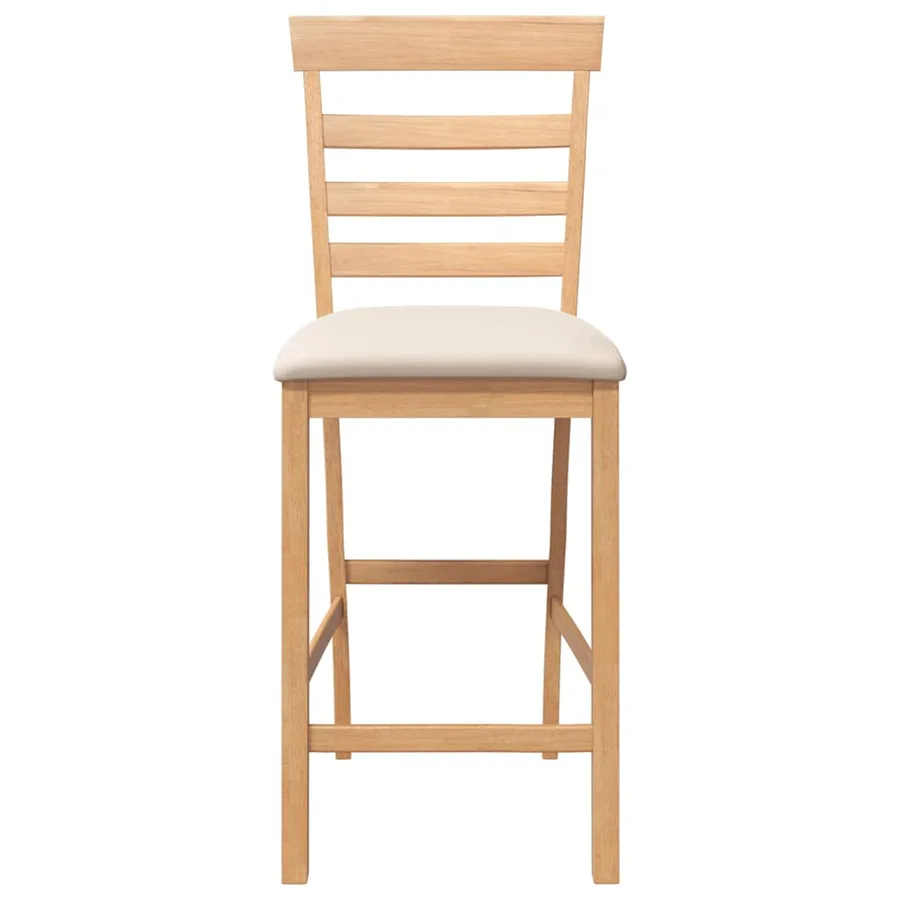 Tabourets de bar avec coussins 2pcs naturel bois massif d'hévéa - 5