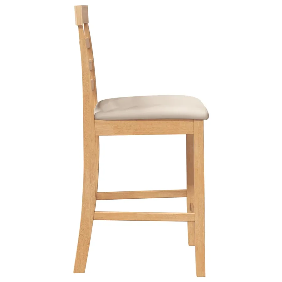 Tabourets de bar avec coussins 2pcs naturel bois massif d'hévéa - 6