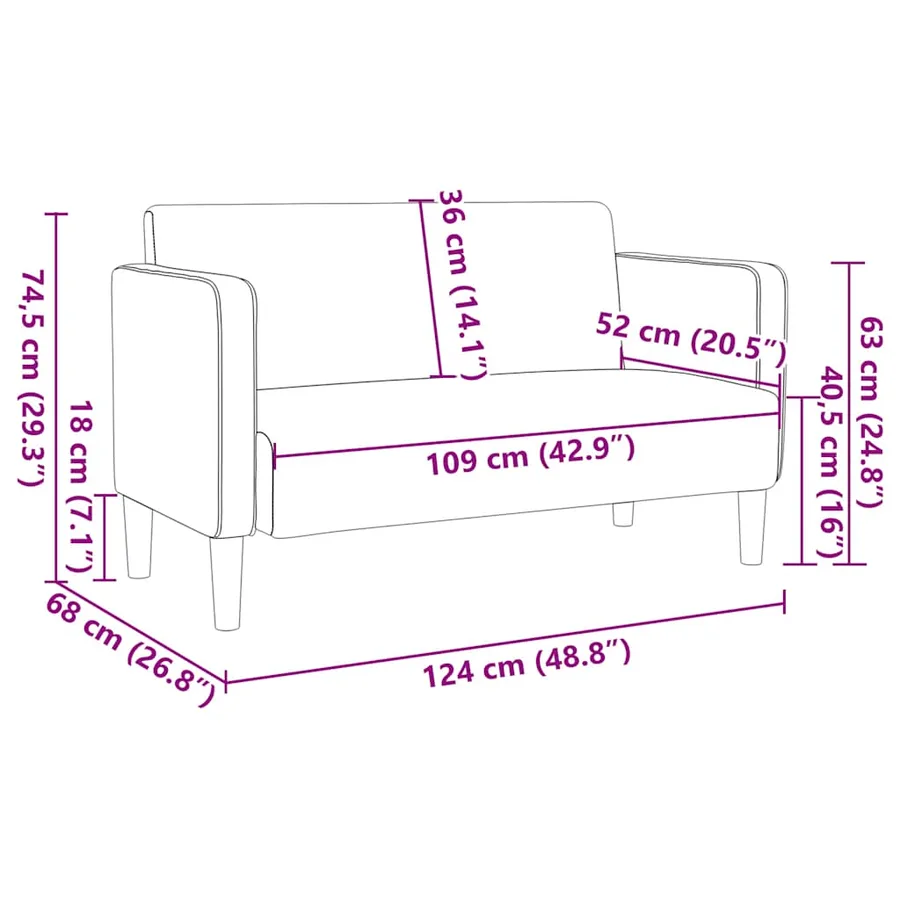 Canapé causeuse jaune clair 109 cm tissu velours côtelé - 8
