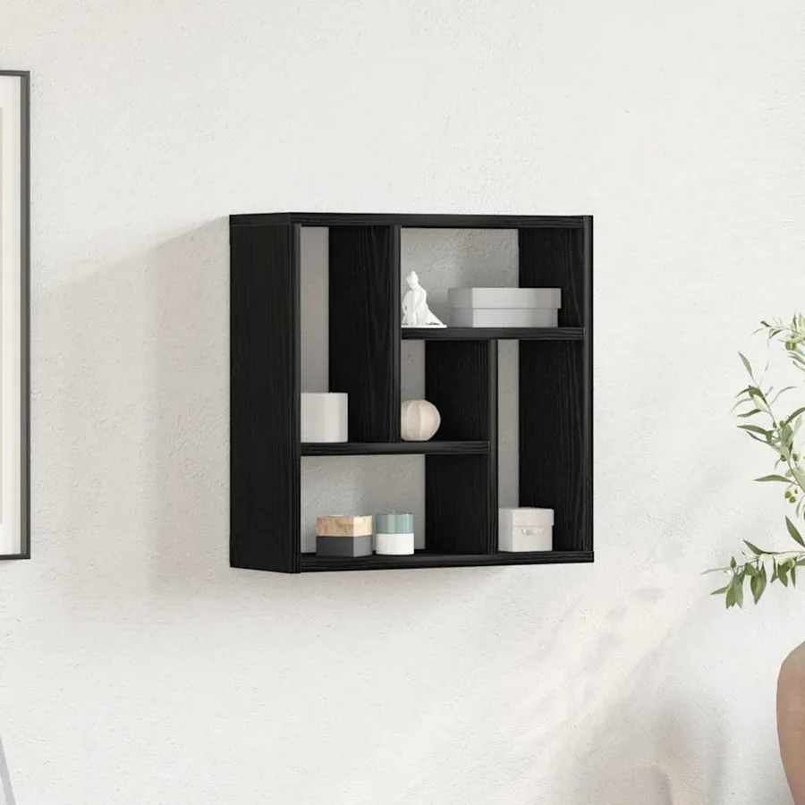 Étagère murale chêne noir 45x16x45 cm bois d'ingénierie
