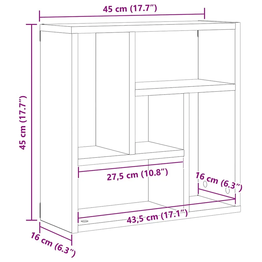 Étagère murale chêne noir 45x16x45 cm bois d'ingénierie - 11