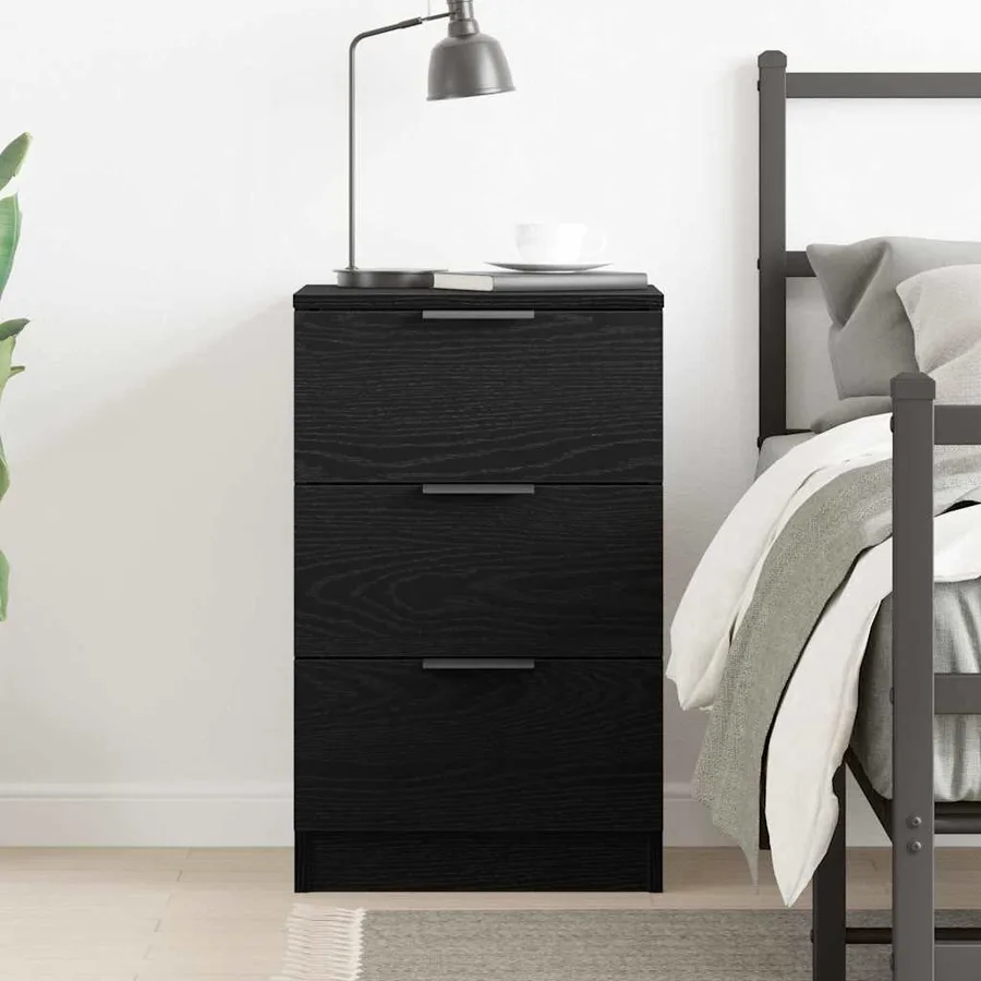 Cabinet de chevet Chêne noir 40 x 65 x 65 cm Bois d'ingénierie - 4