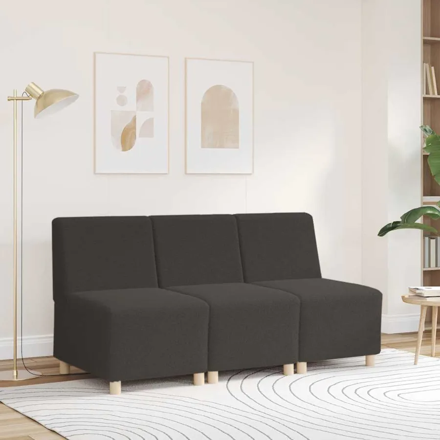 Canapé modulaire sans accoudoirs Gris foncé 55 cm Tissu bouclé aspect laine - 3