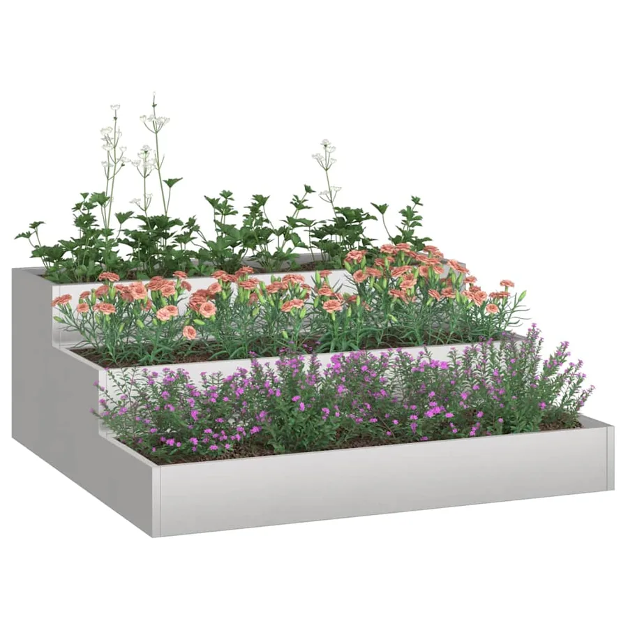 Cache-pot de jardin Argent 90 x 90 x 35 cm Acier inoxydable - 3