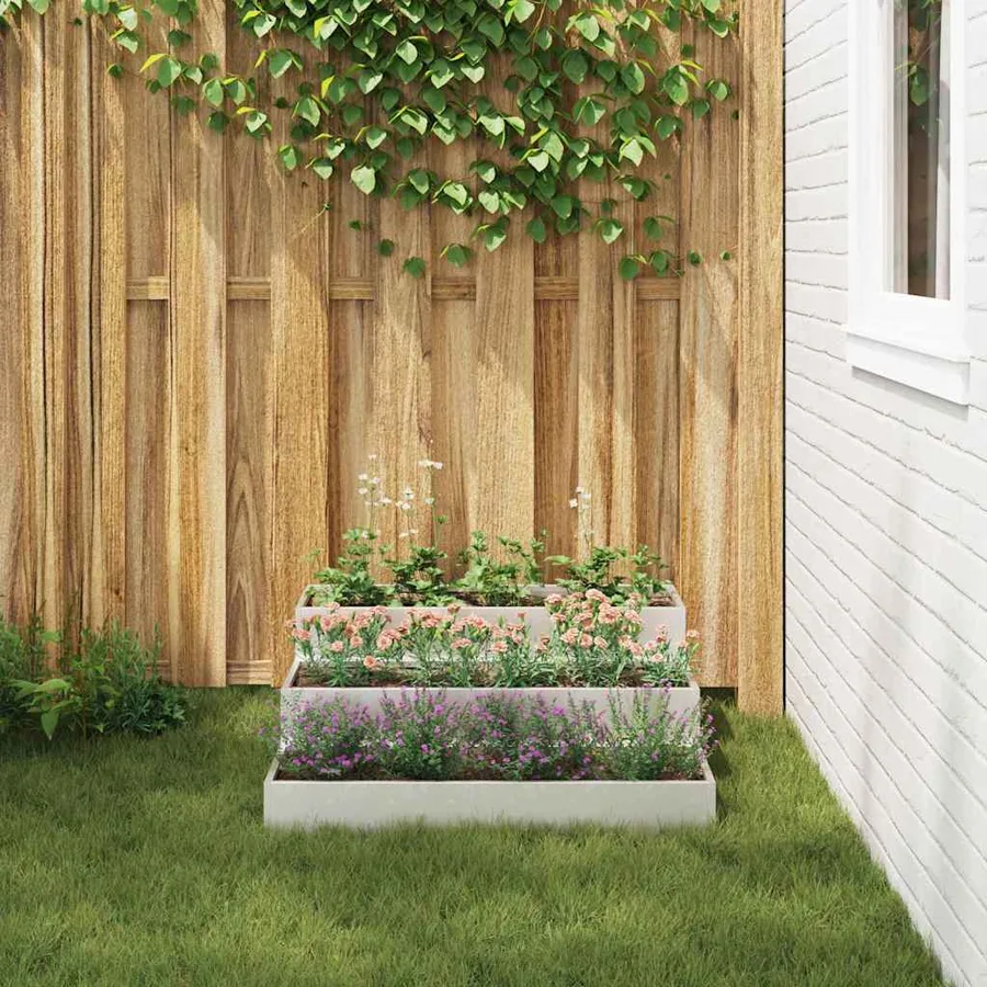 Cache-pot de jardin Argent 90 x 90 x 35 cm Acier inoxydable - 4