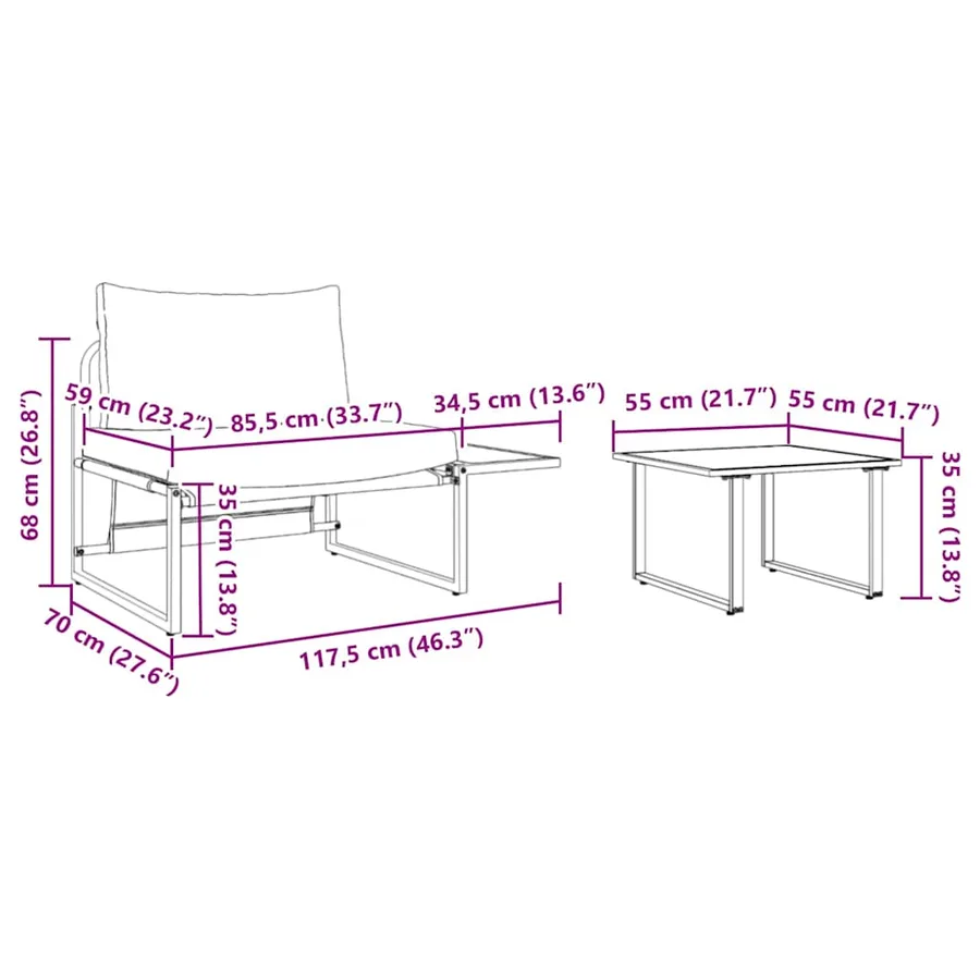 Ensemble de canapé de jardin 2 pcs Anthracite Acier - 11