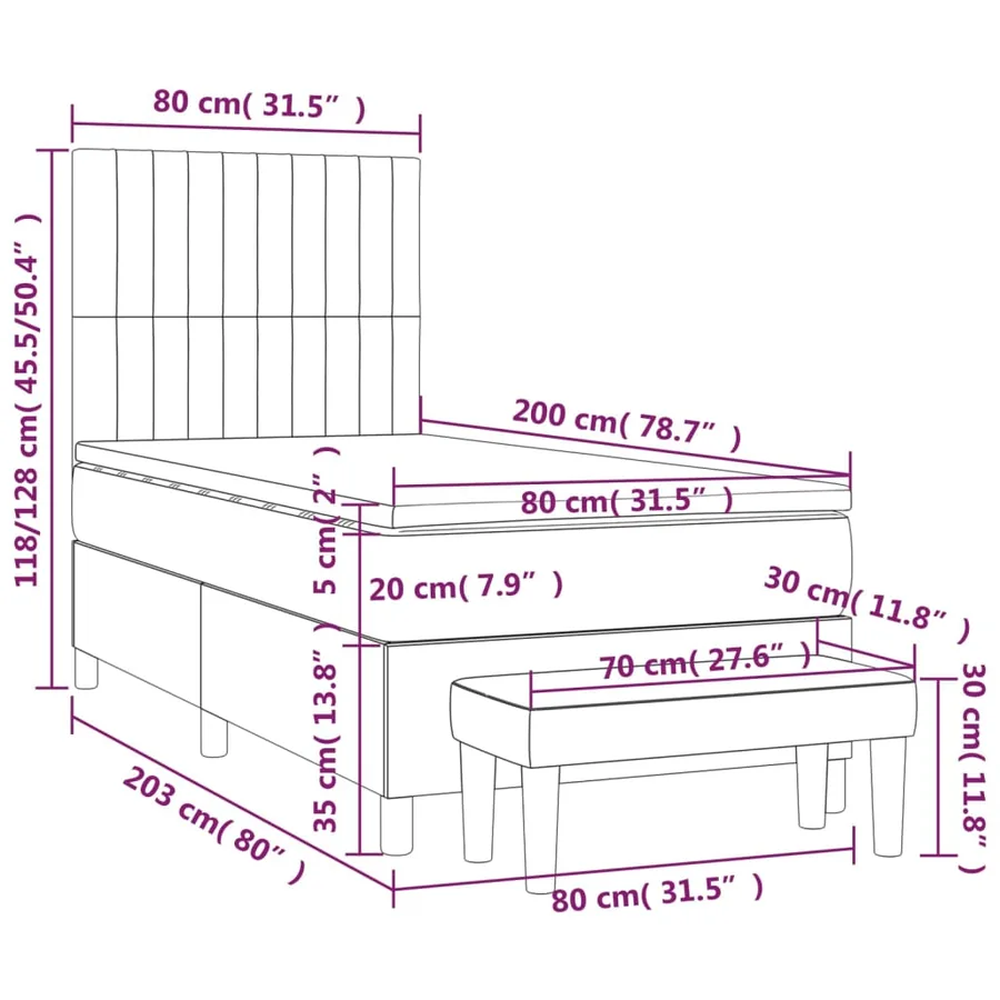 Sommier à lattes de lit avec matelas Marron foncé 80x200 cm - 8