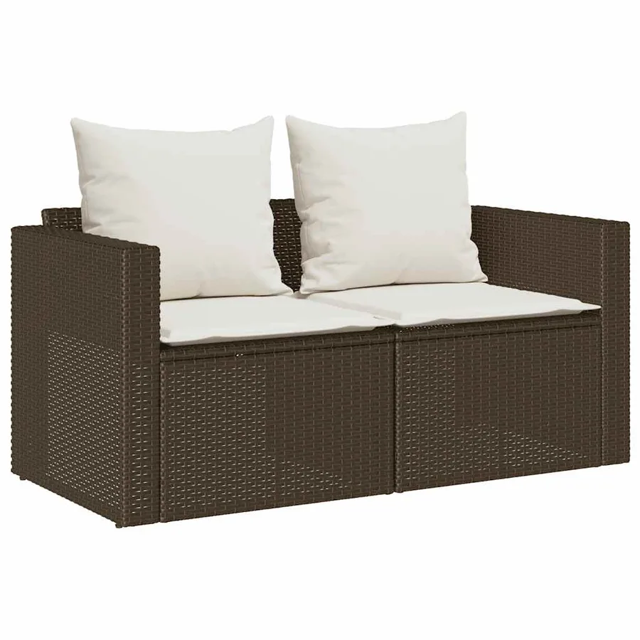 Salon de jardin 5 pcs avec coussins empilable marron polyrotin - 5