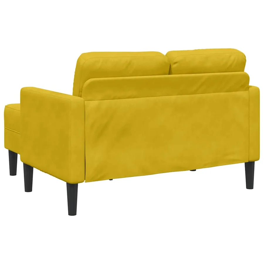 Canapé 2 places avec méridienne en L jaune 125 cm velours - 6