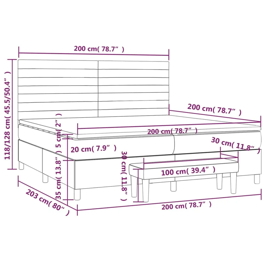 Sommier à lattes de lit avec matelas Marron foncé 200x200 cm - 8