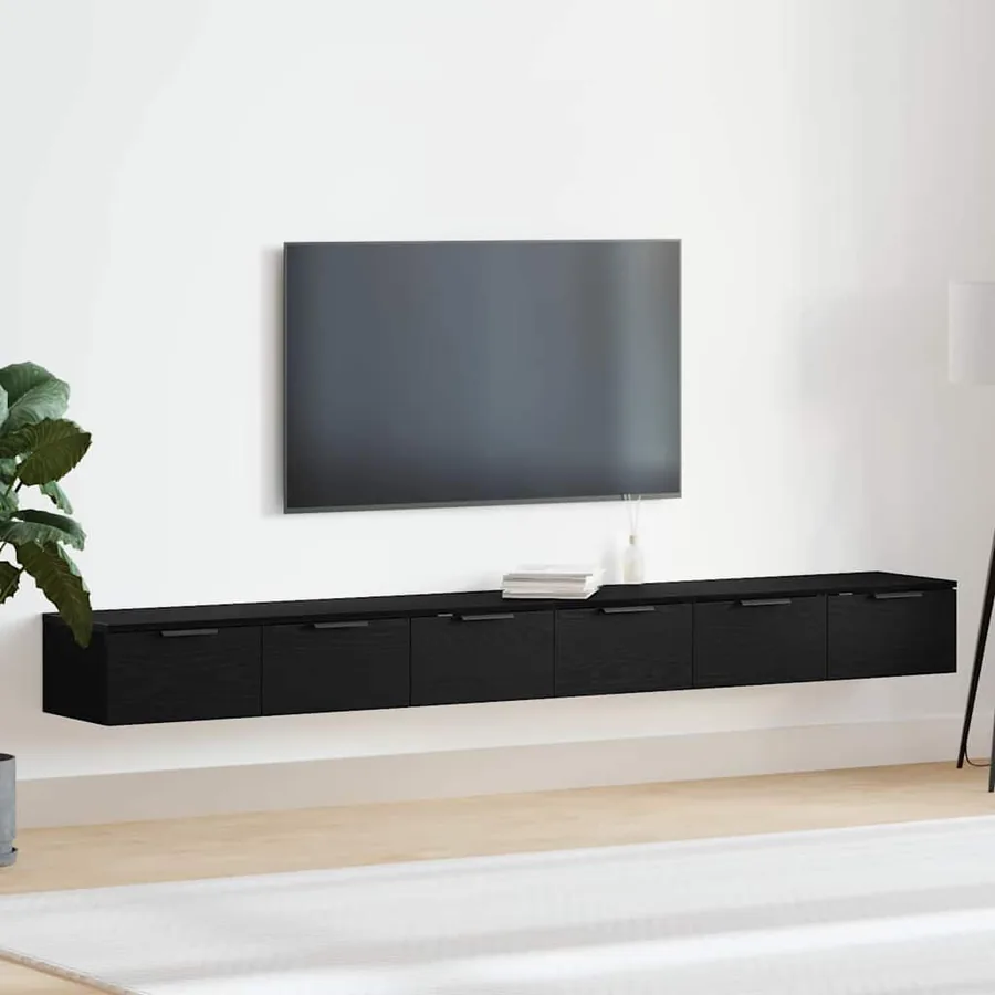 Meuble mural avec tiroir 2 pcs Chêne noir 102 x 30 x 20 cm