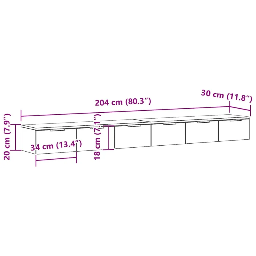 Meuble mural avec tiroir 2 pcs Chêne noir 102 x 30 x 20 cm - 12