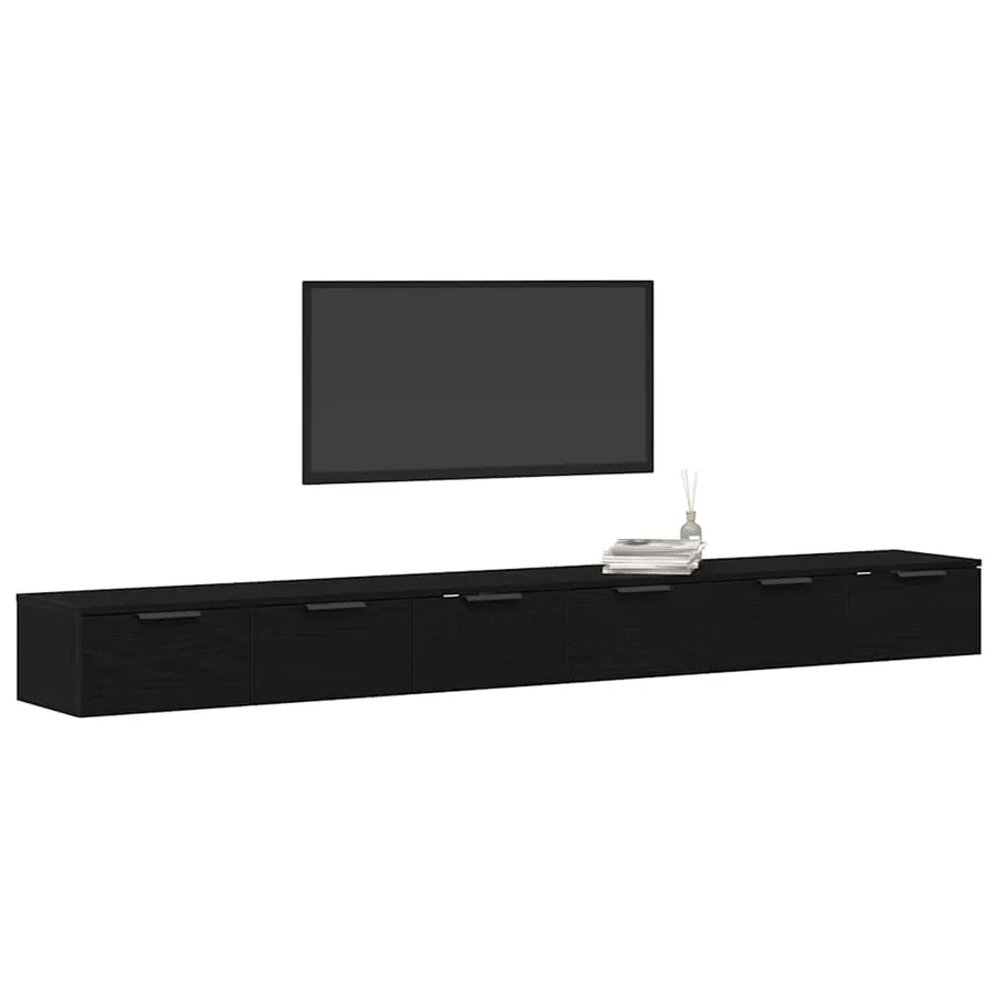 Meuble mural avec tiroir 2 pcs Chêne noir 102 x 30 x 20 cm - 3