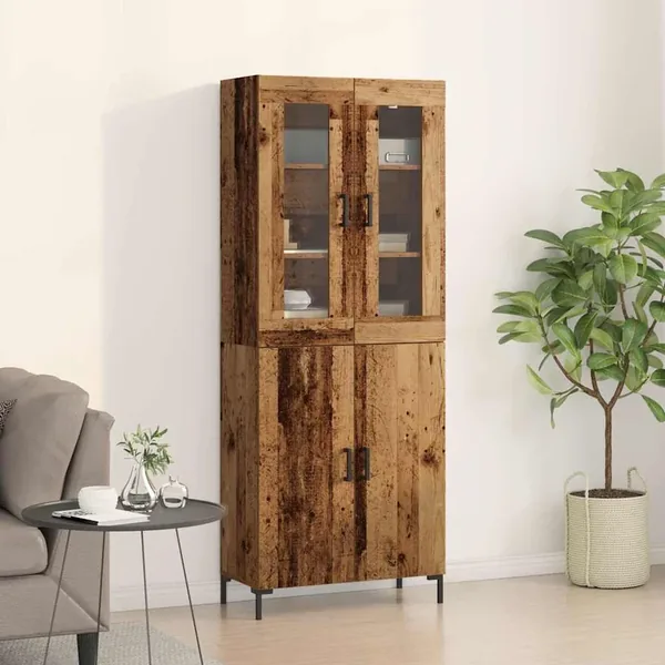 Haut Armoire 2 pcs Bois ancien 69,5 x 34 x 180 cm