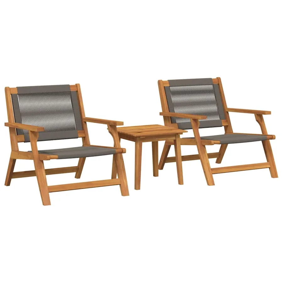 Chaises de jardin avec table 3 pcs Noir Bois d'Acacia Massif - 13