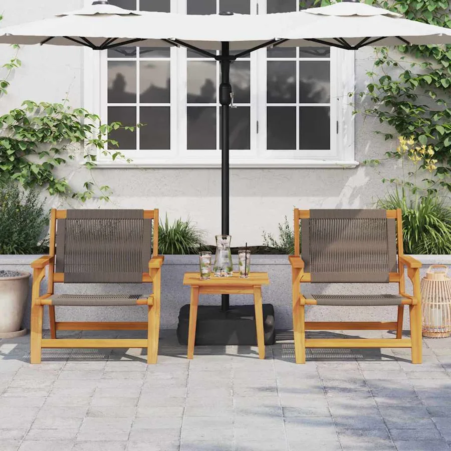 Chaises de jardin avec table 3 pcs Noir Bois d'Acacia Massif - 15
