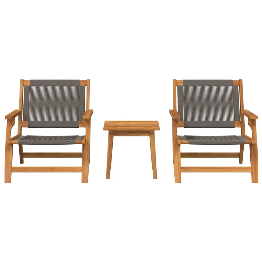 Chaises de jardin avec table 3 pcs Noir Bois d'Acacia Massif - 16