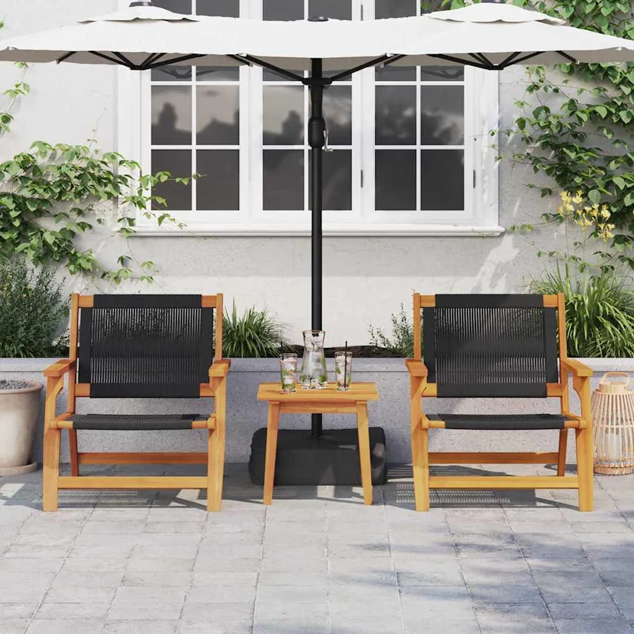 Chaises de jardin avec table 3 pcs Noir Bois d'Acacia Massif - 4