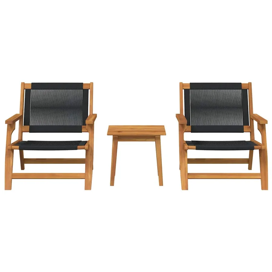 Chaises de jardin avec table 3 pcs Noir Bois d'Acacia Massif - 5