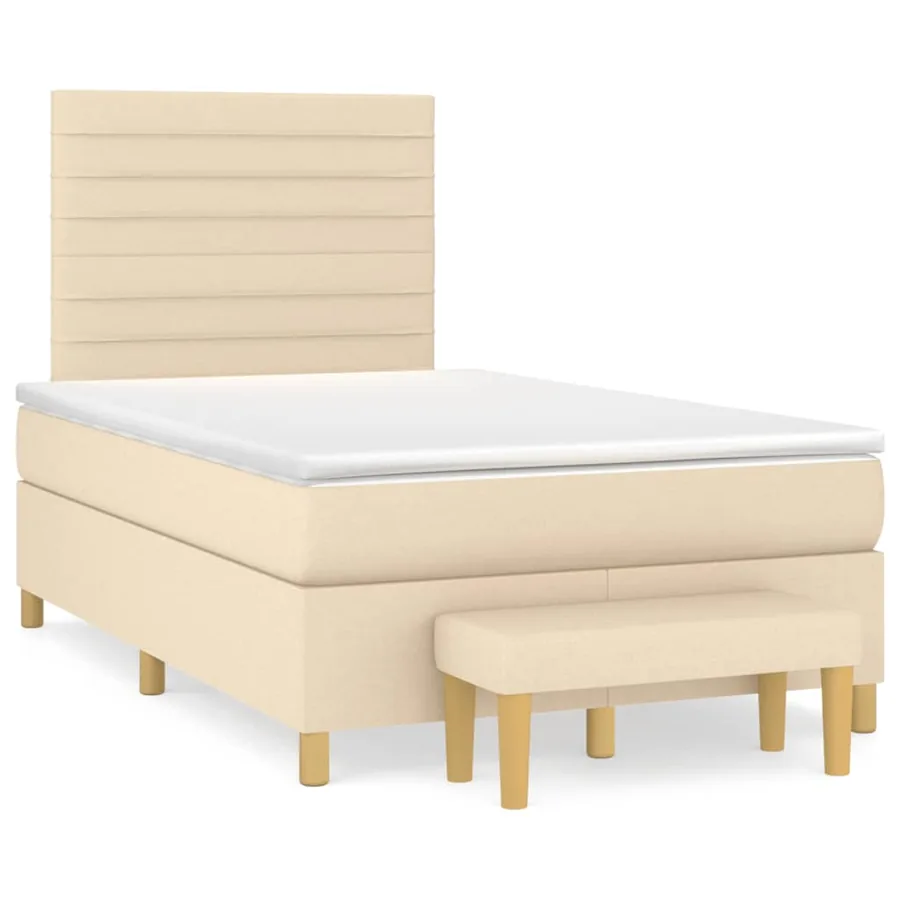 Sommier à lattes de lit avec matelas Crème 120x200 cm Tissu - 2