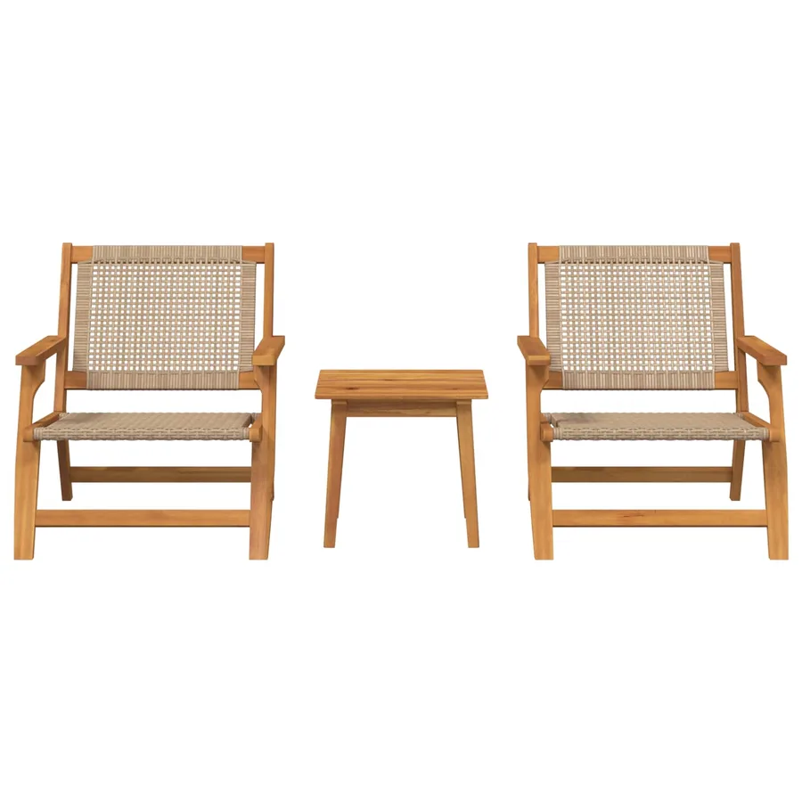 Chaises de jardin avec table 3 pcs Beige Bois d'Acacia Massif - 3