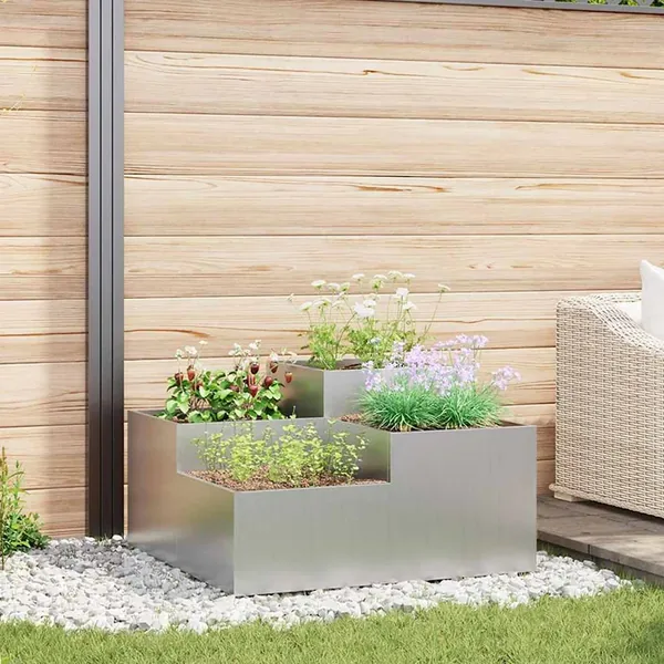 Cache-pot de jardin Argent 80 x 80 x 48 cm Acier galvanisé