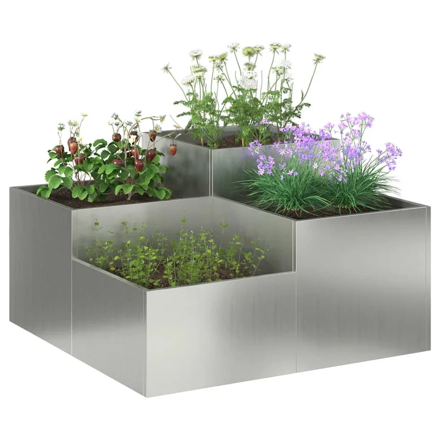 Cache-pot de jardin Argent 80 x 80 x 48 cm Acier galvanisé - 3