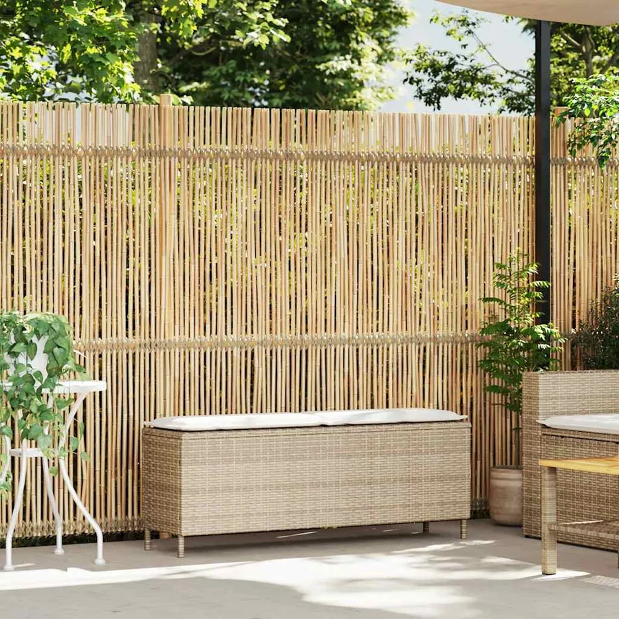 Banc de jardin avec coussin beige 110x30x40,5 cm résine tressée - 2