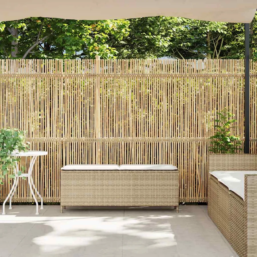 Banc de jardin avec coussin beige 110x30x40,5 cm résine tressée - 3