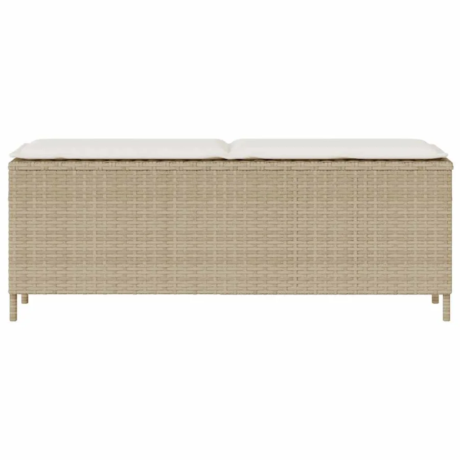 Banc de jardin avec coussin beige 110x30x40,5 cm résine tressée - 4
