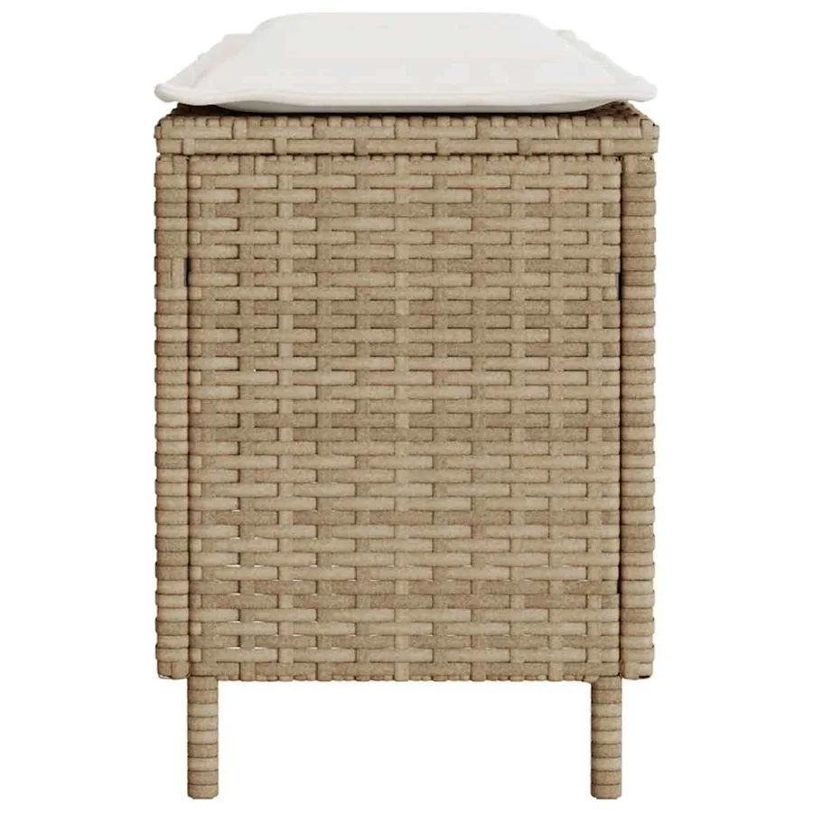 Banc de jardin avec coussin beige 110x30x40,5 cm résine tressée - 5