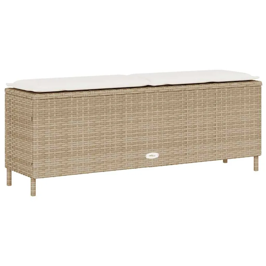 Banc de jardin avec coussin beige 110x30x40,5 cm résine tressée - 6