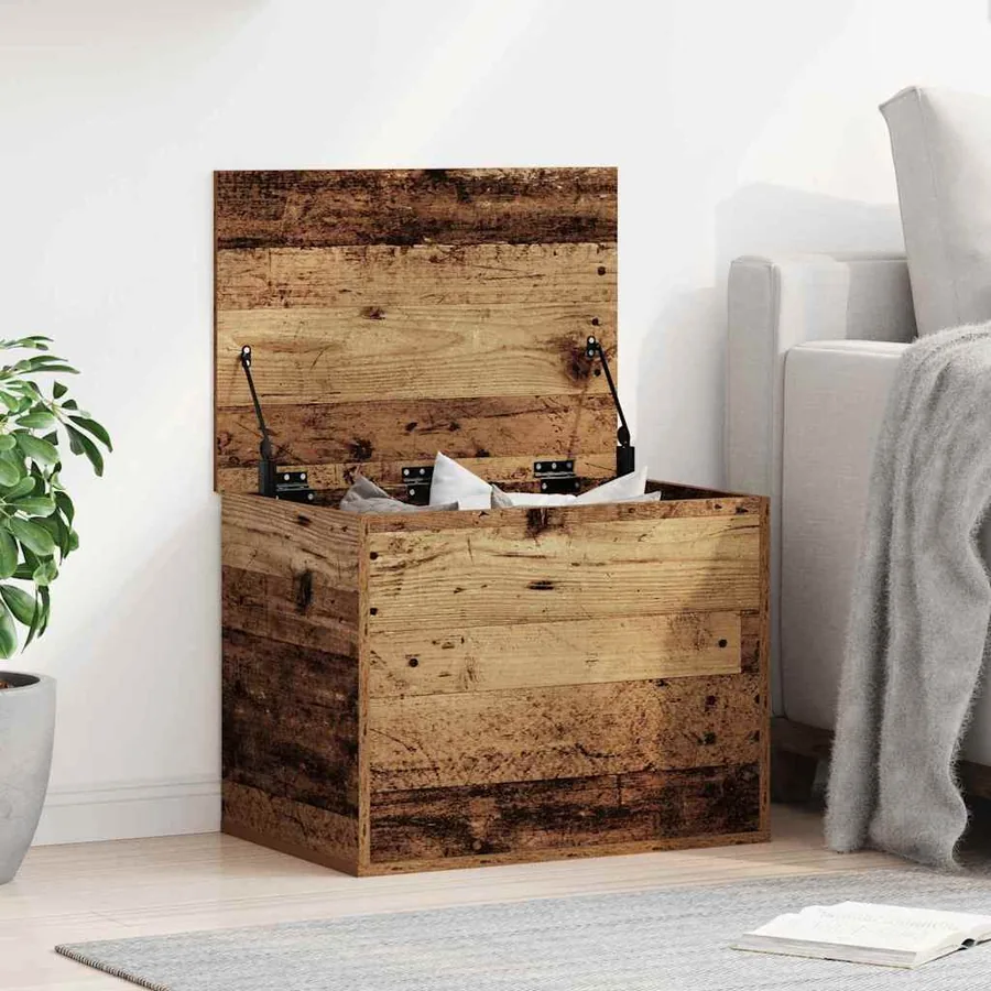 Boîte de Rangement avec stockage Bois ancien 60 x 42 x 46 cm