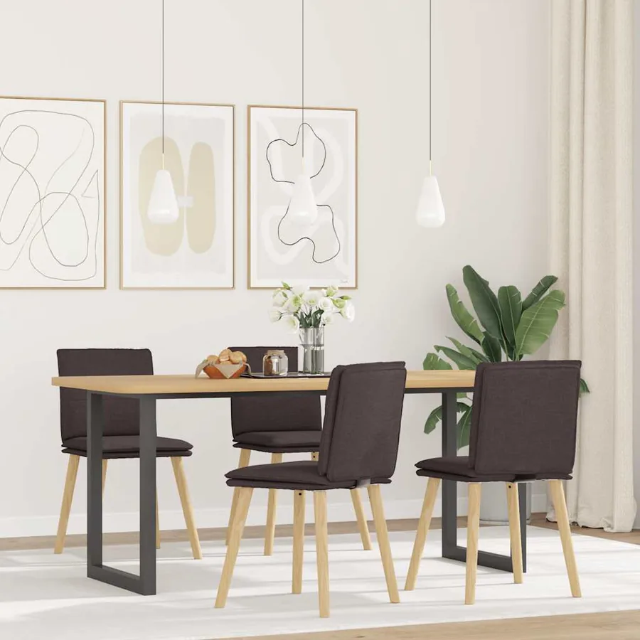 Chaises à manger lot de 4 marron foncé tissu