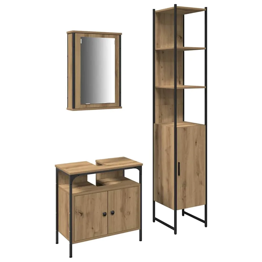 Ensemble de mobilier de salle de bain 3 pc Chêne artisanal - 2