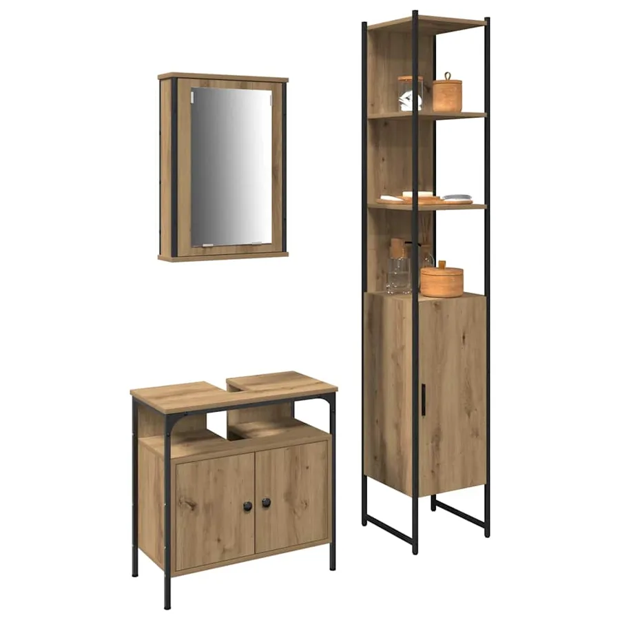 Ensemble de mobilier de salle de bain 3 pc Chêne artisanal - 3