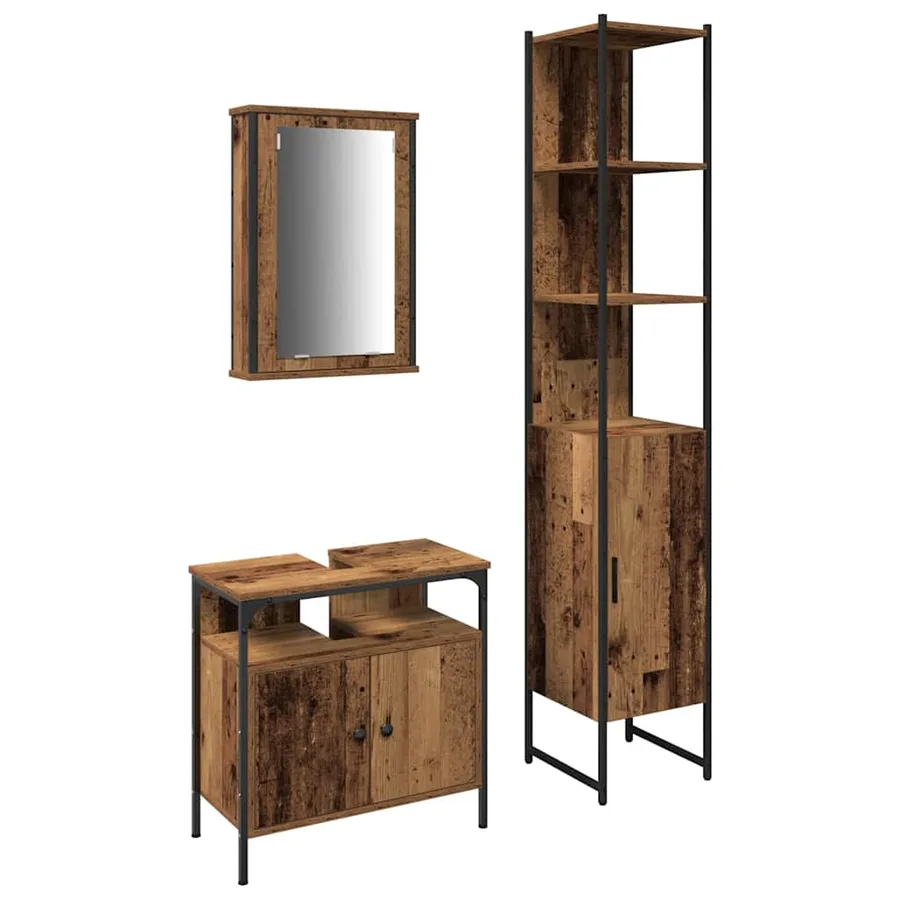 Ensemble de mobilier de salle de bain 3 pcs Bois ancien - 2