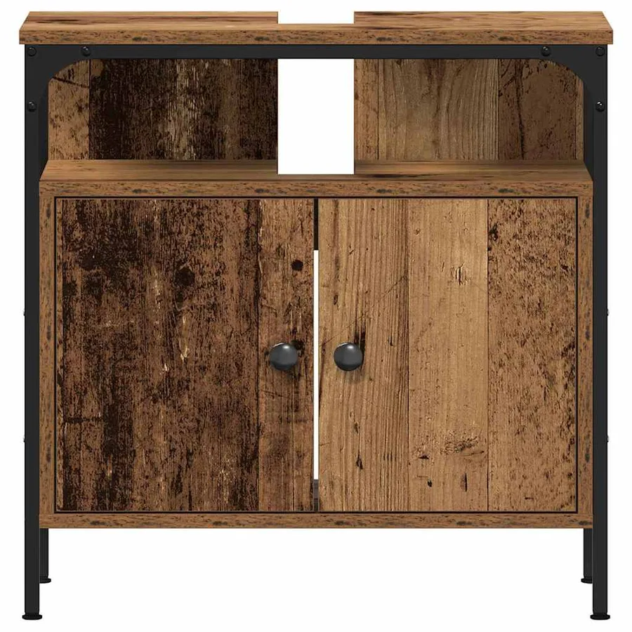 Ensemble de mobilier de salle de bain 3 pcs Bois ancien - 9