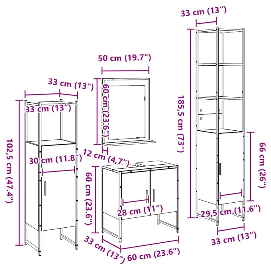 Ensemble de mobilier de salle de bain 4 pc Marron - 13